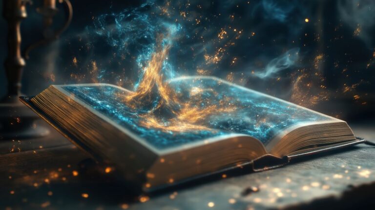 An open book with glimmering lights rising from its pages, urging you to purchase spiritual science book now.